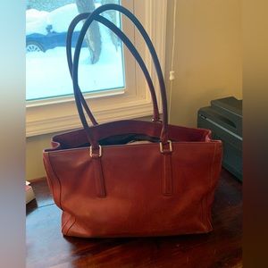 Elegant Red Leather Tote Bag